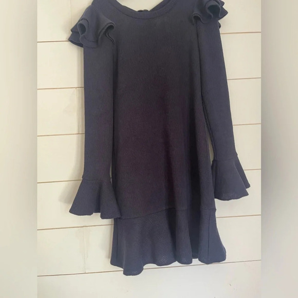 Saylor x Free People Blue Chase Knit Mini Ruffle Sweater Dress Size x-Small - Picture 3 of 10